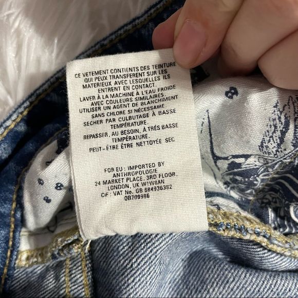 Sz26 Distressed Patch Blue Jeans Pilcro & the Letterpress Anthropologie - Picture 11 of 12